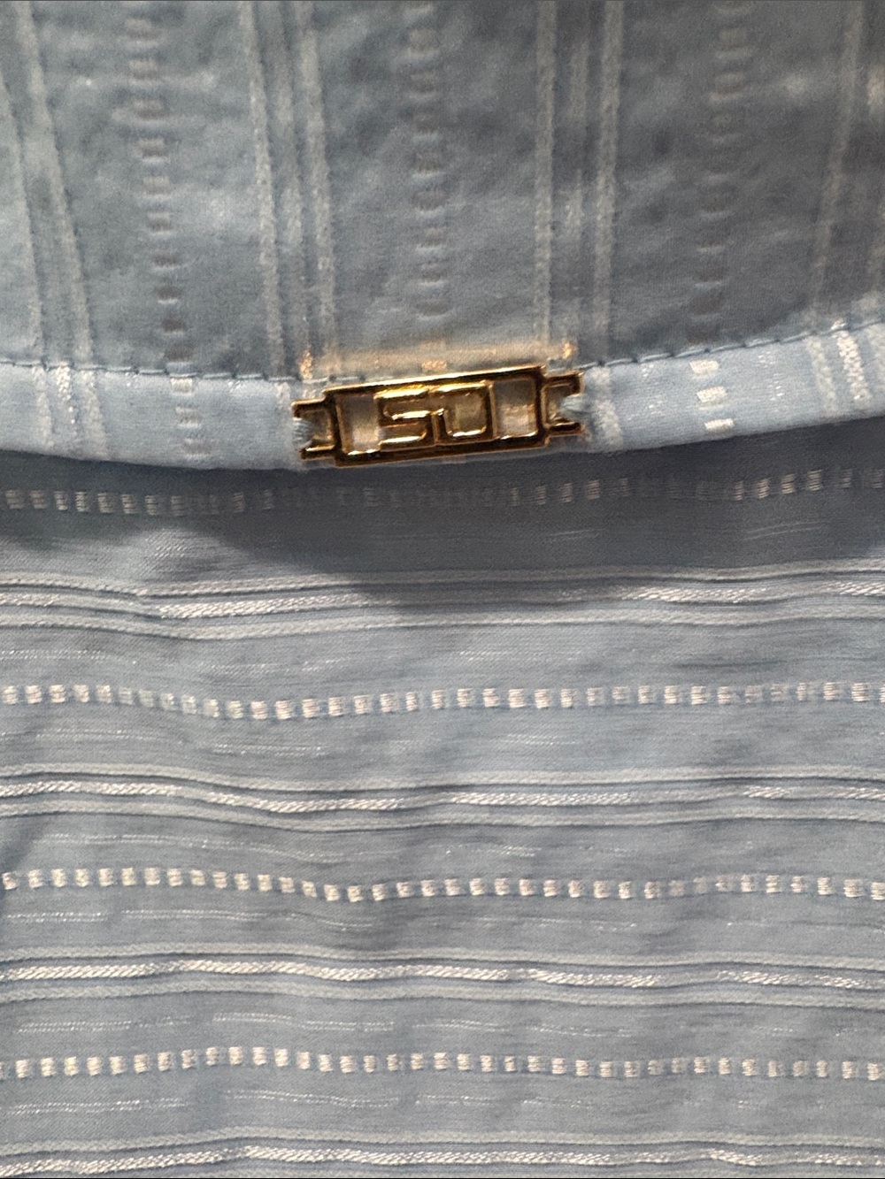 St. John Sport by Marie Gray Light Blue Short-Sleeve Button Front Top - Picture 5 of 6